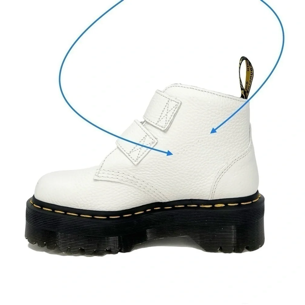 NEW Dr. Martens Devon Heart Platform White Leather Ankle Boots Kid’s Size 4 (36)